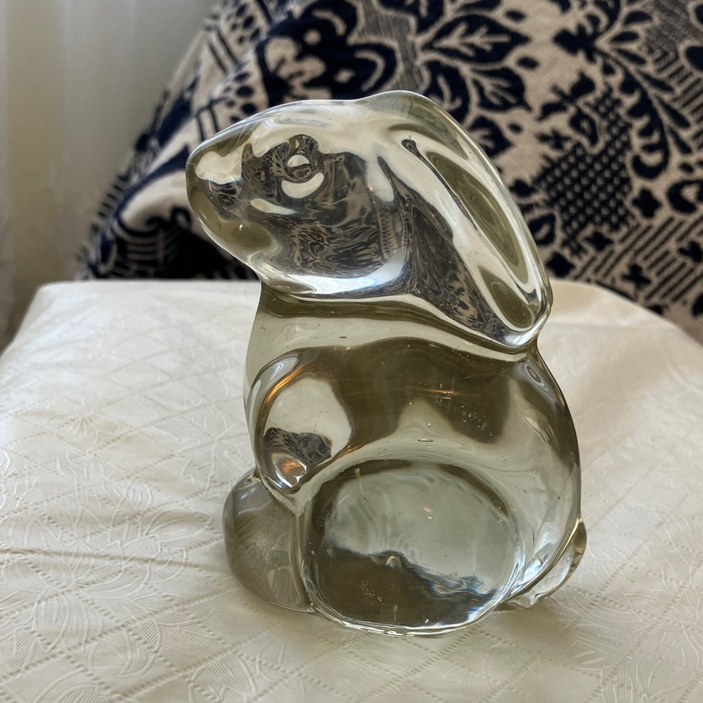 Vintage CLEAR GRAY SMOKEY COLOR Glass Rabbit Figurine (BOWL NOT INCLUDED) - Picture 8 of 13